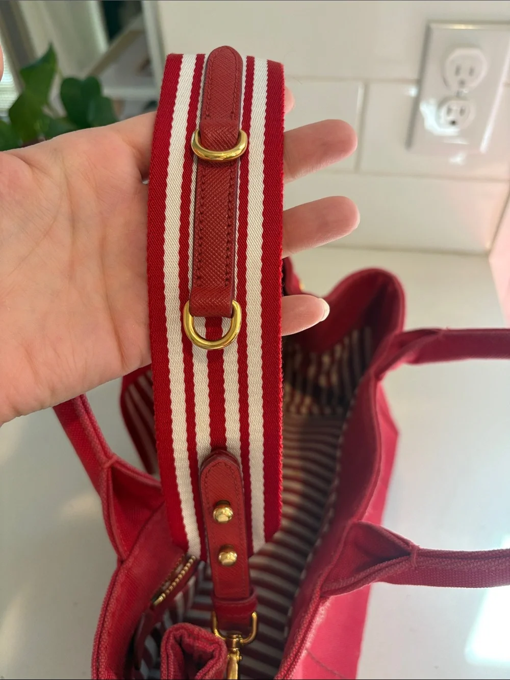 Prada Red Canapa Mini Size - Picture 10 of 10